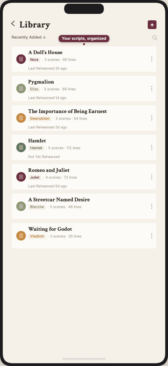 The Stacks — browsing the built-in play library