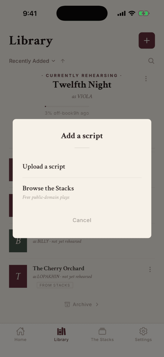 Importing a script into Call for Line